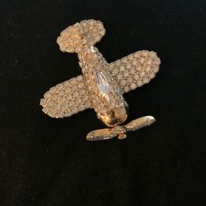 Novelty Airplane Pin with Rhinestones